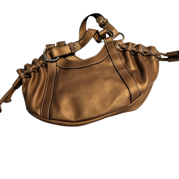 Mondani Elegant Brown Metallic Copper/Brown Leather Handbag, NWOT - Picture 2 of 3